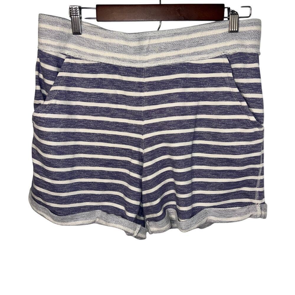 Mossimo Women’s sz L Striped Knit Hidden Drawstring Waist Pocketed Stretch Short